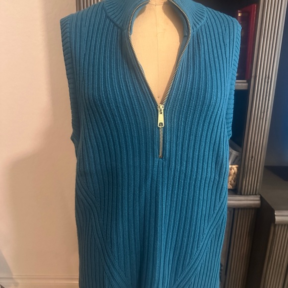 Talbots Teal Ribbed Sweater Vest with Zipper - Picture 4 of 6